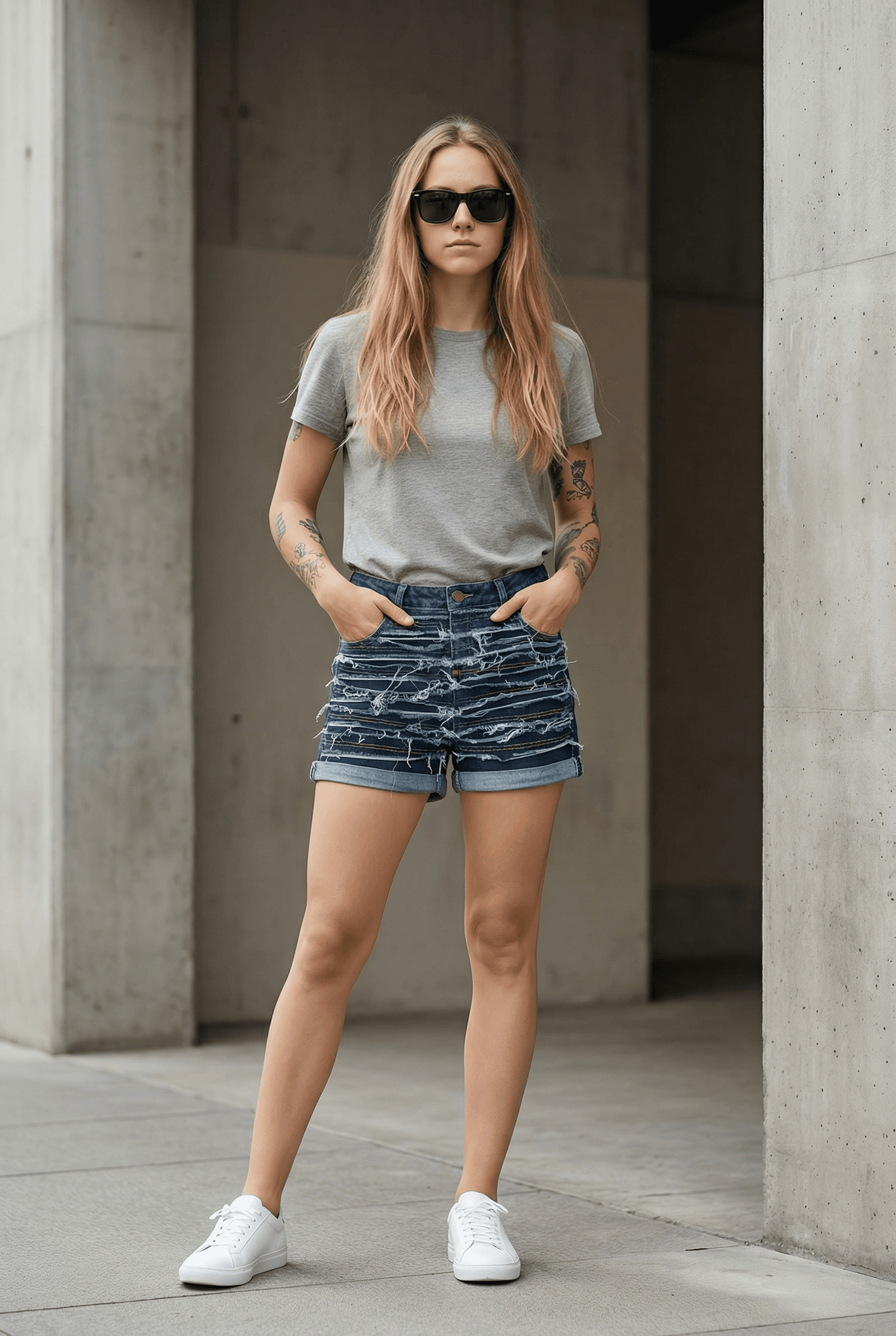 AI-generated editorial photo of the garment on a model